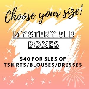 5lb Box of Mystery Tops, Dresses, Blouses, Tshirts, PICK YOUR SIZE!